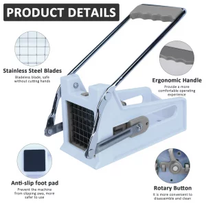 ANJUKE French Fry Cutter with 2 Stainless Steel Blades | Potato Cutter for Slicing Potatoes, Carrots, Cucumbers & Onions | Non-Slip Base, Durable Pla