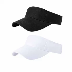 AZJ Sun Visor Hats for Women Men Adjustable UV Protection Outdoor Sports Golf Running Sun Caps (US, Numeric, 6 1/2, White,Black)