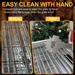 BBQ Grill Scraper, Stocking Stuffers for Men, Bristlefree Safe BBQ Scraper Fits Any Grilling Grate or Smoker Cleaning Tool and Kitchen Gadgets,Ideal 