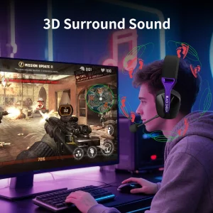 Black Emblem X1 Wireless Gaming Headset with Removable Mic for PC, PS5, PS4, Switch, 2.4GHz Gaming Headphone with Breathable Earcups, Bluetooth 5.4, 