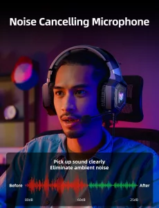 Gaming Headset with Microphone, Gaming Headphones Compatible for PS4 PS5 Xbox PC with RGB Lights, PlayStation Headset with Noise Reduction 7.1 Surrou