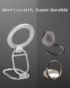 MINDSKY Phone Stand Phone Grip Compatible with iPhone 12/13/14/15 Mini/Pro/Pro Max Accessories Removable Magnetic Finger Phone Ring Grip (Silver)