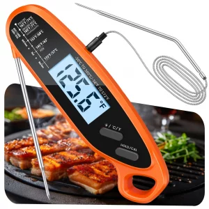 Otemly Digital Meat Thermometer for Cooking & Grilling with Dual Probe, Large Backlit & Calibration, Kitchen Food Thermometer for Candy, Oven, Grill,