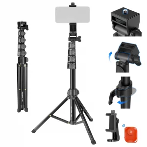 NEEWER Basic Phone Tripod for iPhone & Camera w/Remote & Phone Holder, 66
