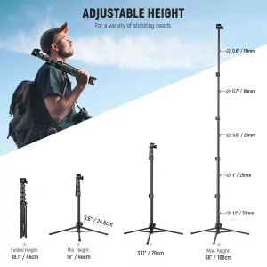 NEEWER Basic Phone Tripod for iPhone & Camera w/Remote & Phone Holder, 66