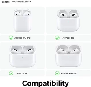 elago Ear Hooks Designed for AirPods Pro & 3, 2, 1, Anti-Slip Earbud Accessories, Comfortable Fit, Ergonomic Design, Durable TPU Construction, Perfec