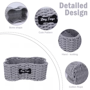 Duimbok Dog Toy Basket, Large Woven Storage Bin, Pet Toy Basketfor Living Room,Toy Storage Organizer with Handles Stylish Dog Toy Bin for Dogs and Pu