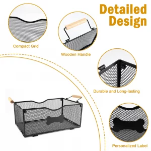 Duimbok Dog Toy Basket, Large Storage Bin, Metal Pet Toys Basket for Living Room,Toy Storage Organizer with Handles Stylish Fabric Dog Toys Bin for D