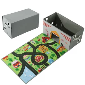 HOMBYS Toy Car Storage Box with Play Mat,Toy Car Storage Organizer with Car Mat for Kids Toy Cars,Collapsible Toy Storage Car Storage Bin(Not Include