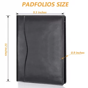Leather Portfolio Folder Padfolio, Business Padfolio Organizer Document Planner Portfolio Binder Storage Pocket for Legal Pad Holder Paperwork Phone