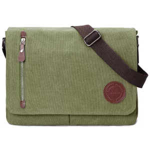 Vintage Canvas Satchel Messenger Bag for Men Women,Travel Shoulder bag 13.5