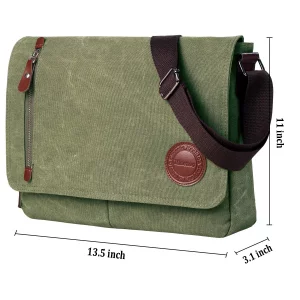 Vintage Canvas Satchel Messenger Bag for Men Women,Travel Shoulder bag 13.5