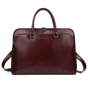 Blofinche Genuine Leather laptop Briefcase: Messenger shoulder bag 15 16 inch men macbook case women work satchel designer handbag
