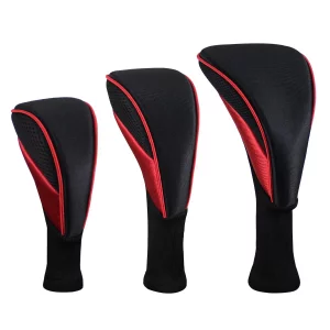 Scott Edward Golf Club Head Covers for Fairway Woods Driver Hybrids, 3Pcs Long Neck Mesh Golf Club Headcovers Set with Interchangeable No. Tags(Red)