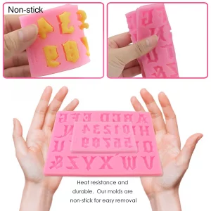 2 Pcs Gothic Letter Mold and Number Silicone Mold Unique Letter Silicone Mold for Chocolate Candy,Cake Decorating,Resin Mold, Epoxy