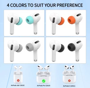 [4 Pairs] for Airpods Pro Ear Tips (Memory Foam), Replacement Ear Tips for Airpods Pro with Noise Reduction Hole | Fit in The Charging Case | with Po