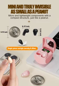 Xmenha Small Invisible Wireless Bluetooth Earbuds Mini for Small Ears Tiny Discreet Low Profile Hidden Earbuds for Work Sleep Ear Buds Invisible Head