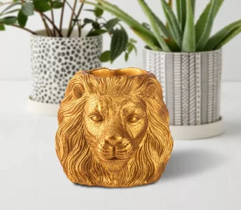dgudgu Lion Pencil Holder For Desk Golden Pen Holder For Desk Organizer Office Supplies