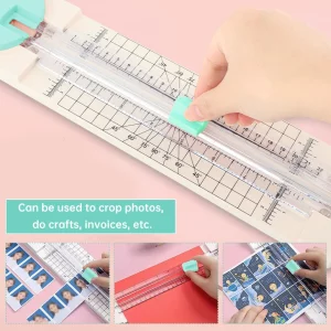 Paper Cutter,4-in-1 Paper Trimmer,Photo Cutter,Multi-Function Scrapbooking Tool with Dial Blades of Straight,Wave,Perforated,Creasing for Cutting Pap
