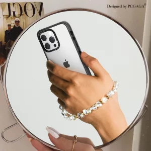 pcgaga Pearl Beaded Phone Charm, Phone Wrist Strap, Handmade Bracelet Straps, Anti-Lost Lanyard Wrist Chain for Airpods Women Girls Gift, Keychain et