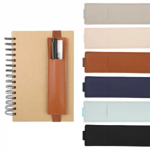 simarro 6pcs Adjustable Pen Holder Elastic Band, Detachable PU Leather Pen Sleeve Pouch Journal Pencil Holder for Notebook, Planners, Binders and Boo