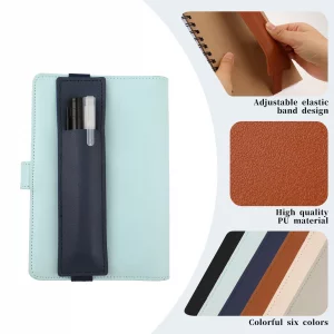 simarro 6pcs Adjustable Pen Holder Elastic Band, Detachable PU Leather Pen Sleeve Pouch Journal Pencil Holder for Notebook, Planners, Binders and Boo