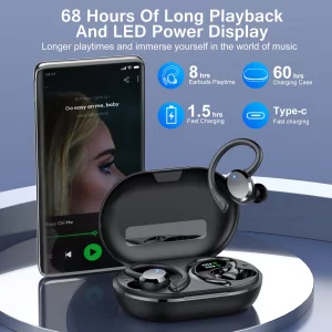 Ear Buds Wireless Bluetooth Earbuds, Bluetooth 5.4 Headphones 68hrs Playtime Sport Earphones with LED Display ENC Noise Cancelling Mic, IPX7 Waterpro