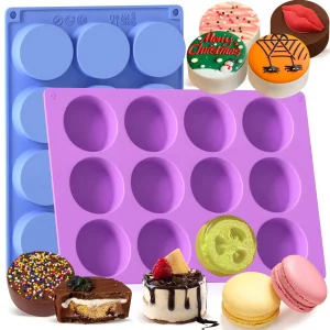 SIQINZONGWA (2Pack) Chocolate Covered Cookie Molds, New Size Round Chocolate Cookie Molds 12-Cavity 2.17 Inch Cylinder Silicone Molds for Candy Cooki