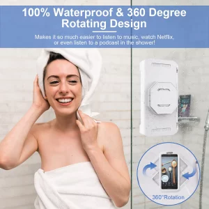 URROY Shower Phone Holder Waterproof, 360 Rotation Shower Phone Case, Anti-Fog High Sensitivity Universal Cover Mount Stand for Bathroom Wall Mirror