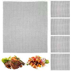 Grill Mesh Mat Set of 5 Non-Stick BBQ Grill Mats Reusable Grilling mat for Gas, Charcoal, Pellet, Oven & Air Fryer, 15.7 x 13 Inch