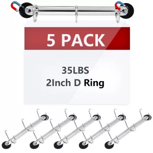 DLUGOPIS 5 Pack 3 Ring Magnetic D Ring Binder, 2 inch, Silver, Letter Size, 35 Pound Pull Force, Metal