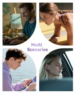 PUREMIC Clip on Earbuds Open Ear Wireless Bluetooth 5.4 Headphones, 60H Playback LED Power Display Earphones with Wireless Charging Case, IPX7 Waterp