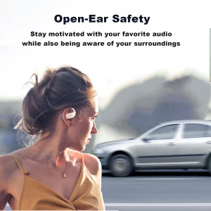 Xmenha Open Ear Headphones Wireless Bone Conduction Headphones Purple Ear Buds with Ear Loops Bluetooth Running Sport Earbuds with Ear Hooks Open Ear