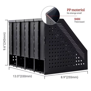 Lemical Magazine Holder 4 Vertical Compartments Collapsible Magazine File Holder Space Saving Rack Home Kitchen Desk Organizer No Need Assemble (Blac