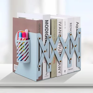 Honagu Adjustable Bookends, Metal Book Ends for Shelves Heavy Book, Desk Magazine File Organizer for Home, Office, Books, Papers, Extends up to 19 in