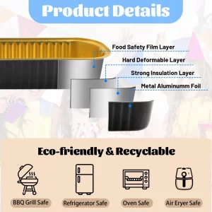 Homeanda 60pcs Mini Cake Pans & Loaf Pans with Lids - 6.8oz Rectangle Aluminum Foil Baking Cups, Disposable Pans for Mini Cheesecakes and Cakes(Black