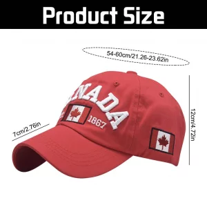 BAOZOON 2 Pcs Baseball Caps Embroidered Maple Leaf Hat Adjustable Canada Flag Golf Hat for Men Women (Black+Red)