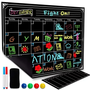 Magnetic Dry Erase Refrigerator 2025 New Version Calendar Reusable Monthly Chalkboard - Meal Cooking Conversion Chart and to Do Grocery List - Best S