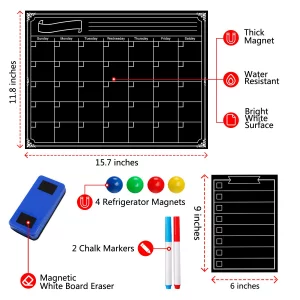 Magnetic Dry Erase Refrigerator 2025 New Version Calendar Reusable Monthly Chalkboard - Meal Cooking Conversion Chart and to Do Grocery List - Best S