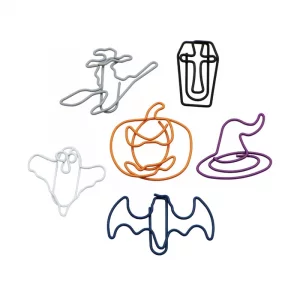 Wybcfp 30Pcs Halloween Paper Clips: Bat, Witch Hat, Pumpkin, Ghost Metal Bookmarks & Office Supplies