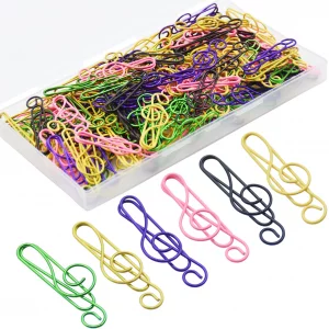 YOUDEFUL 120 Pcs Music Paperclips, Cute Metal Paper Clips in 6 Colors, Musical Notes Shaped Bookmark Clips, Musical Notes Clips Music Office Accessor