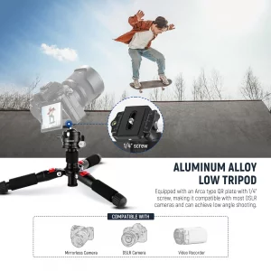 NEEWER Mini Desk Camera Tripod with Cell Phone Holder Compatible with iPhone for Video Recording Filming, 20