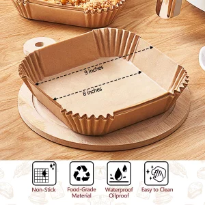 9 Inch Air Fryer Liners Disposable, 125 Pack Parchment Paper Sheets for Air Fryer Basket, Non-Stick, Disposable, Unbleached, Heat Resistant, Fits 5-8