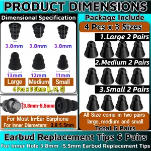 3 Flange Noise Cancelling Triple Flange Eartips Eargels Earpads Ear Tips Gels Bud Compatible with Inside Diameter 4mm-5mm Earbuds in-Ear Earphones?In
