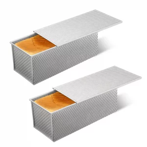 XUOHEAD 2 Pack Large Pullman Loaf Pan with Lid?Nonstick Bakeware Bread Pan?2.2lb?Bread Pans for Homemade Bread/Toast/Sourdough?Sandwich Bread Loaf Pa