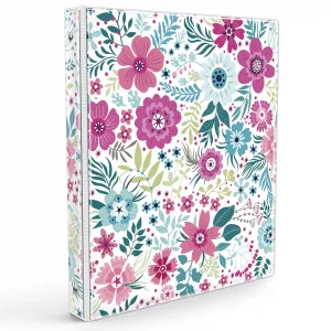 Eyrozill Floral 3 Ring Binder 1 Inch, Decorative Recipe Binders, Client Records with Clear Interior Pockets for Letter-Size(11