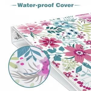Eyrozill Floral 3 Ring Binder 1 Inch, Decorative Recipe Binders, Client Records with Clear Interior Pockets for Letter-Size(11
