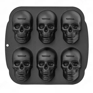 Ksheria Skull Ice Mold,Silicone Cake Pan  Large 6 Cavity Skull Ice Tray for Halloween & Birthday Baking,Party, Pirate Themed Baking Mold