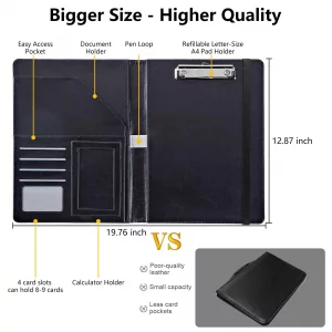 BEOTIWAD PU Leather Padfolio Folder Clipboard Portfolios Organizer Conference Document Organizer with Business Card Holder Storage Clipboard Writing 