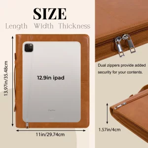 Calfinder Padfolios Portfolio Binder,Professional Leather Portfolio for Women&Men,Business Portfolio Organizer with Handle and Zipper,Leather Binder 